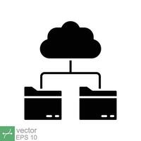 nube almacenamiento icono. sencillo sólido estilo. digital archivo organización servicio, subir, computadora respaldo, tecnología concepto. glifo vector ilustración aislado en blanco antecedentes. eps 10