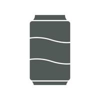 Aluminum Soda pop or soft drink. Carbonated beverage, Soda Cans in tube glass for label in apps and websites. Can, drink, soda, softdrink, icon. Vector illustration solid, glyph style. EPS 10