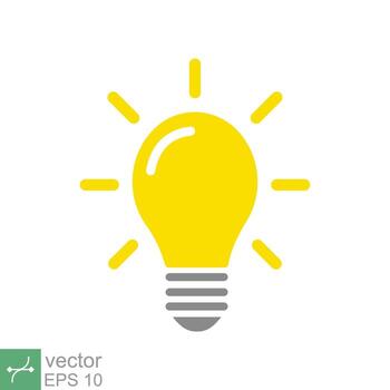 Light bulb icon. Simple flat style. glow lamp, idea, solution, inspiration, yellow lightbulb, technology concept. Vector illustration isolated on white background. EPS 10.