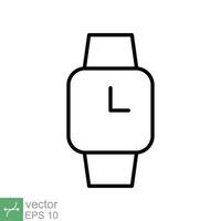 Smart watch icon. Simple outline style. Smartwatch, digital watch screen display, sport watch, technology concept symbol design. Thin line vector illustration isolated on white background. EPS 10.