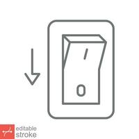 Light off, electric switch icon. Simple outline style. Power turn off button, toggle switch of position concept. Thin line vector illustration isolated on white background. Editable stroke EPS 10.