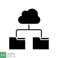 nube almacenamiento icono. sencillo sólido estilo. digital archivo organización servicio, subir, computadora respaldo, tecnología concepto. glifo vector ilustración aislado en blanco antecedentes. eps 10