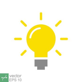 Light bulb icon. Simple flat style. glow lamp, idea, solution, inspiration, yellow lightbulb, technology concept. Vector illustration isolated on white background. EPS 10.