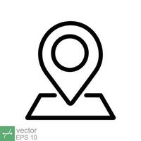 alfiler ubicación icono. sencillo contorno estilo. mapa marcador, sitio posición, globo etiqueta, GPS tecnología concepto. Delgado línea vector ilustración aislado en blanco antecedentes. eps 10