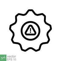 sistema error icono. sencillo contorno estilo. riesgo alerta, falla, mecánico engranaje motor, problema servicio, precaución, tecnología concepto. línea vector ilustración aislado en blanco antecedentes. eps 10