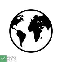 Planet earth icon. Simple flat style. World globe, international, round map, web symbol concept. Vector illustration isolated on white background. EPS 10.