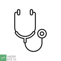 Stethoscope cardio device icon. Simple outline style. Medical, doctor equipment, health heart, hospital, healthcare concept. Thin line vector illustration isolated on white background. EPS 10.