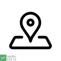 Pin location icon. Simple outline style. Map marker, place position, globe label, gps technology concept. Thin line vector illustration isolated on white background. EPS 10.