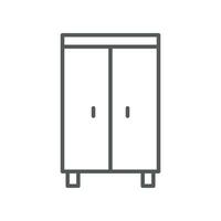 Wardrobe, Double door Closet simple line. Natural wooden Furniture, Room interior element cabinet for mobile concept and web design and apps. Vector illustration filled outline style. EPS10