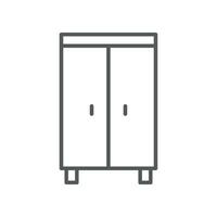 Wardrobe, Double door Closet simple line. Natural wooden Furniture, Room interior element cabinet for mobile concept and web design and apps. Vector illustration filled outline style. EPS10