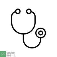 estetoscopio cardio dispositivo icono. sencillo contorno estilo. médico, médico equipo, salud corazón, hospital, cuidado de la salud concepto. Delgado línea vector ilustración aislado en blanco antecedentes. eps 10