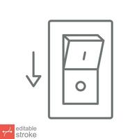 Light off, electric switch icon. Simple outline style. Power turn off button, toggle switch of position concept. Thin line vector illustration isolated on white background. Editable stroke EPS 10.