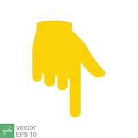 amarillo revés índice señalando abajo icono. sencillo plano estilo. mano, abajo, flecha, dedo concepto. vector ilustración aislado en blanco antecedentes. eps 10