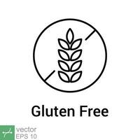 gluten gratis icono. sencillo contorno estilo. grano, trigo oreja, cultivo, pan, alimento, cereal, sensible, alergia, intolerancia, dieta concepto. Delgado línea vector ilustración aislado en blanco antecedentes. eps 10