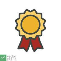 Rosette medal icon. Simple flat style. Award, ribbon, accomplishment, badge, certificate concept. Vector illustration symbol isolated on white background. EPS 10.