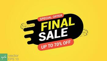 Final sale banner, special offer up to 70 off. Yellow banner template. Vector abstract background design, marketing template, business concept. EPS 10.