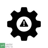 System error icon. Simple solid style. Risk alert, failure, mechanical gear engine, trouble service, caution, technology concept. Glyph vector illustration isolated on white background. EPS 10.