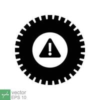 System error icon. Simple solid style. Risk alert, failure, mechanical gear engine, trouble service, caution, technology concept. Glyph vector illustration isolated on white background. EPS 10.