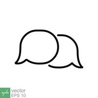 Talk bubble speech icon. Simple outline style. Chat, speak, dialogue, balloon, cloud, dialog, message, communication concept. Thin line vector illustration isolated on white background. EPS 10.