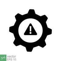 System error icon. Simple solid style. Risk alert, failure, mechanical gear engine, trouble service, caution, technology concept. Glyph vector illustration isolated on white background. EPS 10.