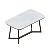 Dining Table With Unique Wooden Leg And White Marble Top png