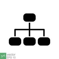 Organization chart icon. Simple solid style. Org hierarchy, company diagram flow symbol, team structure, business concept. Glyph vector illustration isolated on white background. EPS 10.