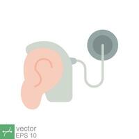 Cochlear implant icon. Simple flat style. Cybernetics, human ear with electronic device, technology, medical concept. Vector illustration isolated on white background. EPS 10.
