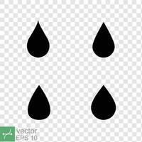 Black water drop icon set. Simple flat style. blood, oil, rain, liquid, droplet concept. Vector illustration isolated on white background. EPS 10.