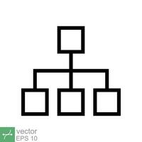 Organization chart icon. Simple outline style. Org hierarchy, company diagram flow symbol, team structure, business concept. Thin line vector illustration isolated on white background. EPS 10.