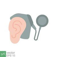 Cochlear implant icon. Simple flat style. Cybernetics, human ear with electronic device, technology, medical concept. Vector illustration isolated on white background. EPS 10.