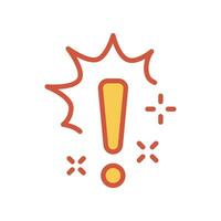 Exclamation mark signal for warning symbol. hazard cautions communication, error notification. icon, risk, alert, stop, stroke, attention, caution. Vector illustration filled outline style EPS10