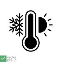 Weather temperature thermometer icon. Simple solid style sign for web and app. Thermometer with cold and hot symbol. Glyph vector illustration isolated on white background. EPS 10.