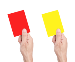 Hand hold red and yellow card png