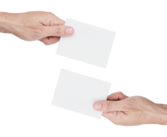 mano sostener intercambiar blanco tarjeta png