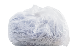 Shredding paper in white garbage bag png