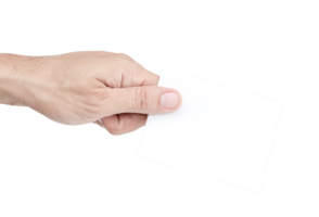 Hand hold white card png