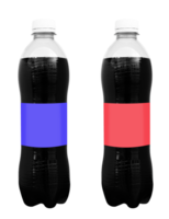 Cola soft drink in plastic bottle with red and blue label png