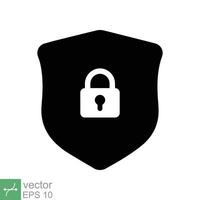 Shield and lock icon. Simple flat style. Secure, safe, computer protect, safety, web privacy concept. Vector illustration symbol isolated on white background. EPS 10.