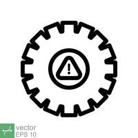 System error icon. Simple outline style. Risk alert, failure, mechanical gear engine, trouble service, caution, technology concept. Line vector illustration isolated on white background. EPS 10.