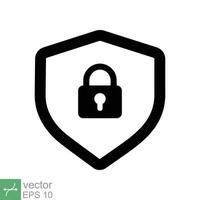 Shield and lock icon. Simple flat style. Secure, safe, computer protect, safety, web privacy concept. Vector illustration symbol isolated on white background. EPS 10.