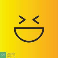 Smile icon template design. Smiling emoticon vector logo on yellow background. Face line art style. Funny doodle drawing, fun symbol, humor, joy concept. EPS 10.