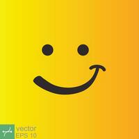 sonrisa icono modelo diseño. sonriente emoticon vector logo en amarillo antecedentes. cara línea Arte estilo. gracioso garabatear dibujo, divertido símbolo, humor, alegría concepto. eps 10