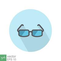 Dom lentes icono. sencillo plano estilo. negro gafas para hembra y masculino, accesorio, verano concepto. Gafas de sol firmar con largo sombra. vector ilustración símbolo aislado en blanco antecedentes. eps 10