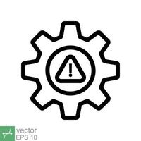 System error icon. Simple outline style. Risk alert, failure, mechanical gear engine, trouble service, caution, technology concept. Line vector illustration isolated on white background. EPS 10.