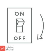 Light off, electric switch icon. Simple outline style. Power turn off button, toggle switch of position concept. Thin line vector illustration isolated on white background. Editable stroke EPS 10.