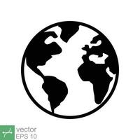 Planet earth icon. Simple flat style. World globe, international, round map, web symbol concept. Vector illustration isolated on white background. EPS 10.