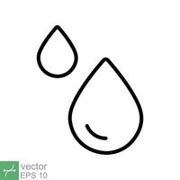 agua gotas icono. sencillo contorno estilo. soltar agua, gotita, líquido, lluvia, limpiar agua, agricultura, ambiente concepto. Delgado línea vector ilustración aislado en blanco antecedentes. eps 10