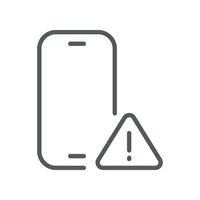 Concept of hazard or error notification in mobile phone. Warning about spam, secure connection. malware attack notification mobile, phone, icon. Vector illustration filled outline style EPS10