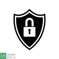 Security icon. Simple solid style. Shield secure, privacy protect, guarantee safe, network guard, safety concept. Glyph vector illustration symbol isolated on white background. EPS 10.