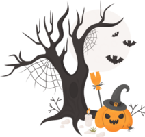 halloween pumpa domkraft under träd png